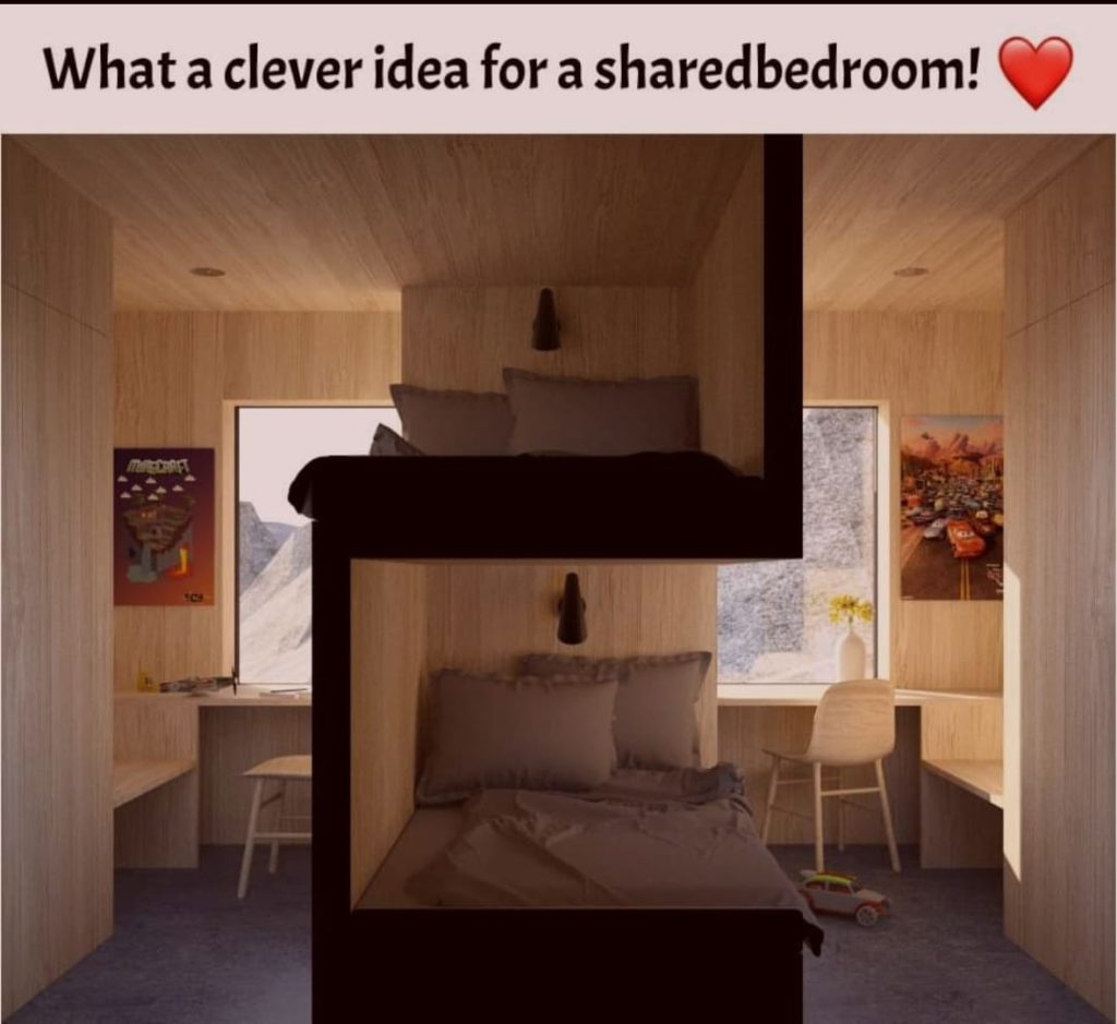 רעיון עיצובי מעניין לחדר משותף. מה דעתכם?