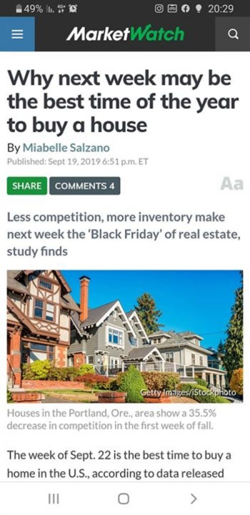 Why is next week the best week of the year to buy property in the United States? According to research…