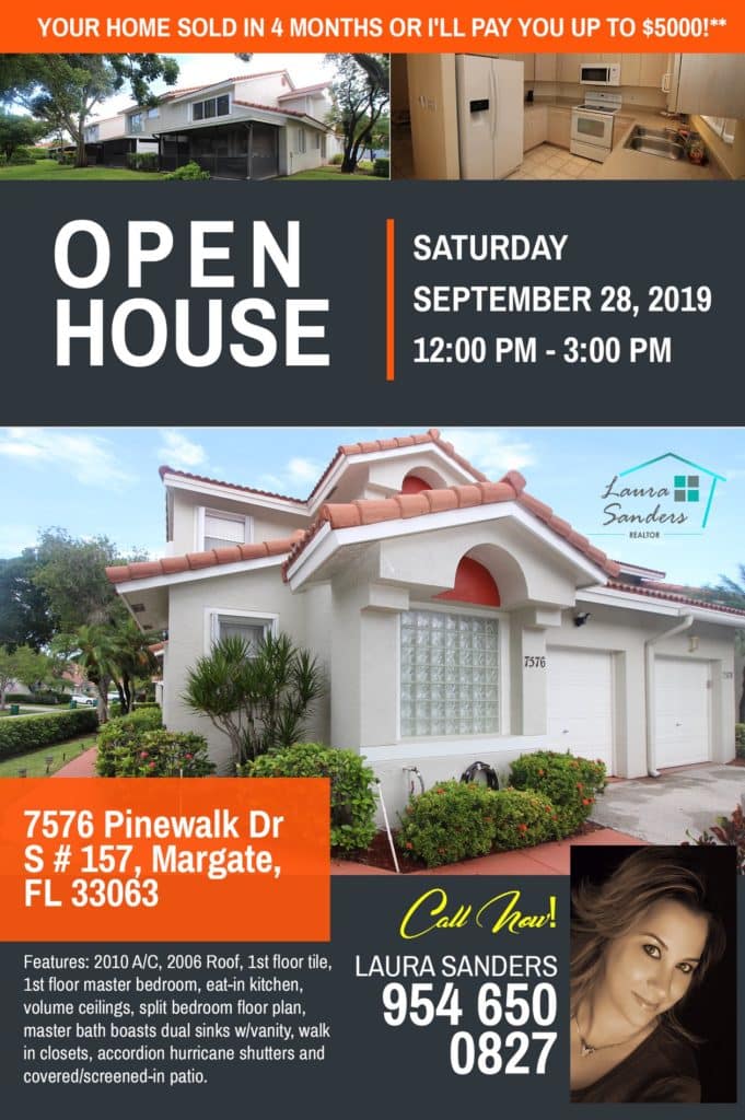 Open house! - 7576 Pinewalk Dr S # 157, Margate, FL 33063 This beautiful house ...