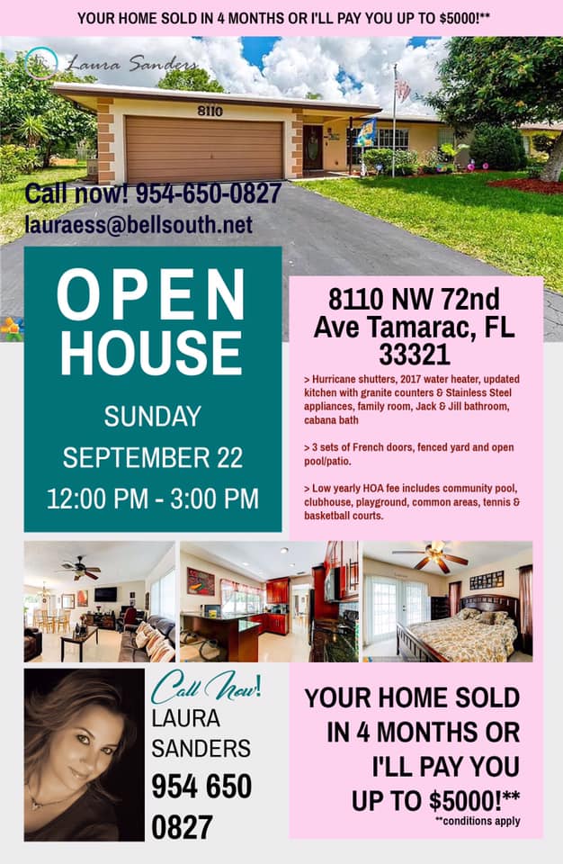 בית פתוח! - 8110 NW 72 Ave Ave Tamarac, FL 33321
 הזדמנות שלא תאמן להחזיק ...