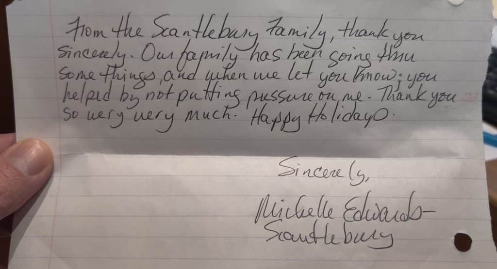 Sometimes just being nice is enough This letter came with a check that a happy holiday Sometimes ju ...