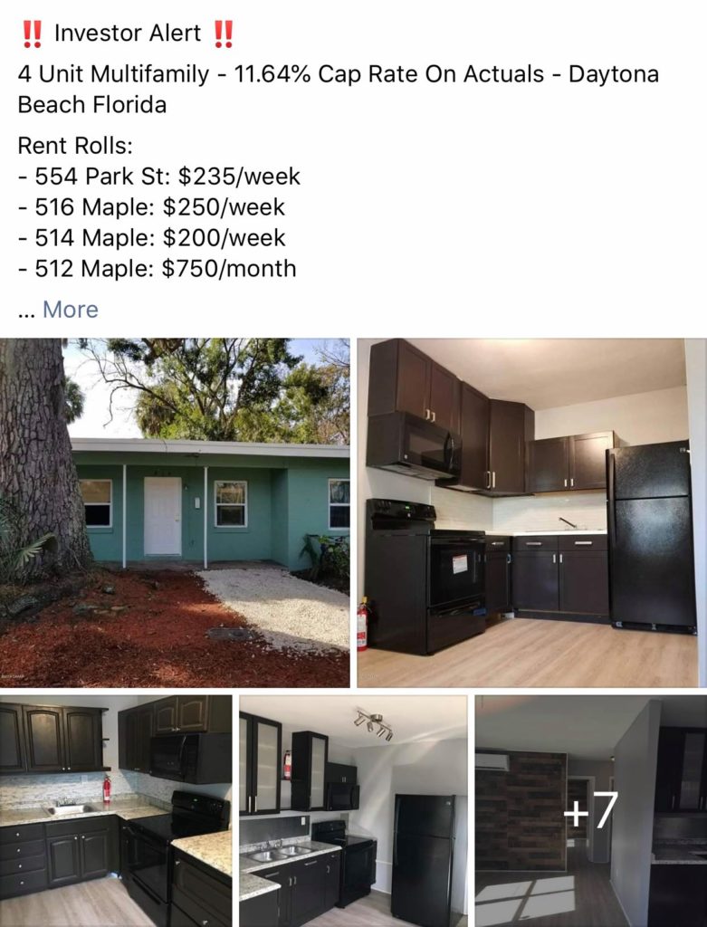 Fourplex Investment Property on Daytona Beach Please send me a direct message to the baby ...