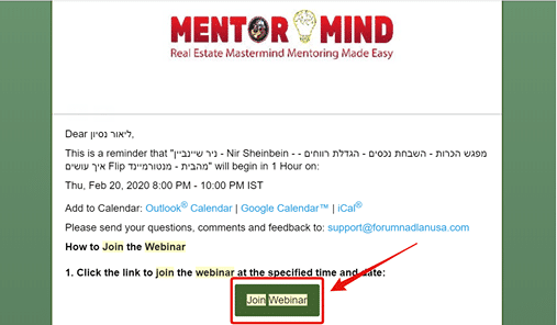 Nok en time med innvandrere - en forklaring på å gå inn i webinarsystemet - Mentormind, ledet av Nir Sheinby ...