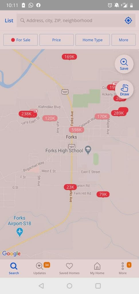 This is what the real estate market in Forks, Washington looks like. An hour's drive from the Olympic National Park. The hotels ...
