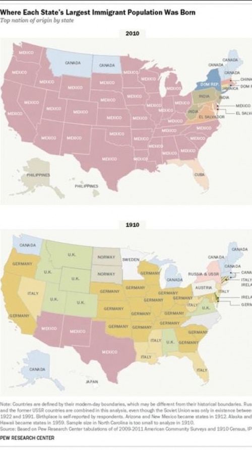 Carte des immigrants aux États-Unis - Quels pays ont le plus d'immigrants et quel pays?