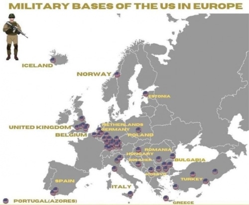 The United States as the policeman of the world places many bases around the world. Below is the map of the bases…