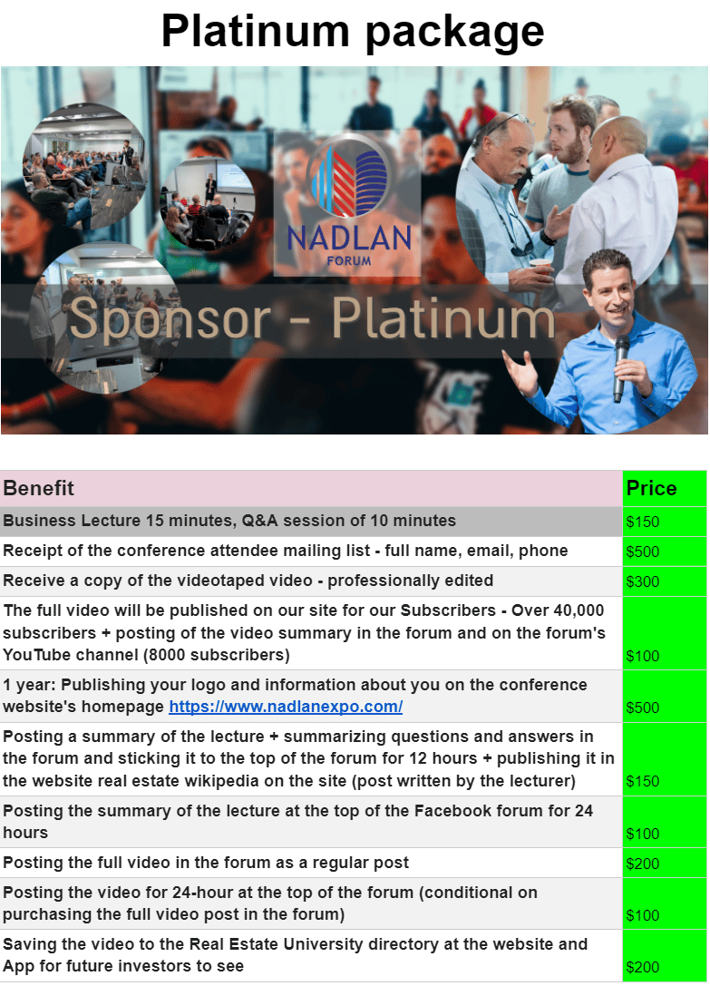Nadlan Expo - Platinum Package