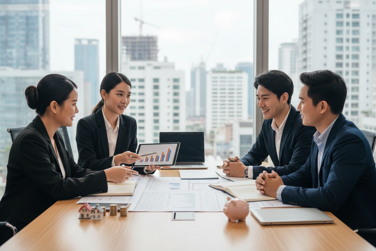 Professionele afbeelding ter illustratie van de beste financieringsstrategieën voor nieuwe vastgoedinvesteerders.