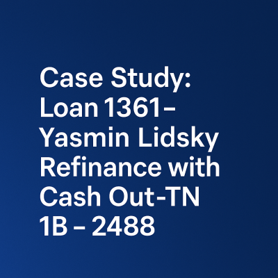 Case Study Lening 1361 – Yasmine Herfinanciering met Cash Out Tennessee Geldverstrekker #2488